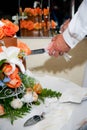 Cutting wedding cake