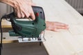 Cutting wood with jig saw