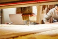Cutting wood using a machine with numerical control. Cnc tool. Royalty Free Stock Photo