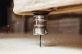 Cutting wood using a machine with numerical control. Cnc tool. Royalty Free Stock Photo