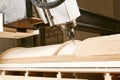 Cutting wood using a machine with numerical control. Cnc tool. Royalty Free Stock Photo