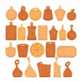 Cutting Wooden Boards Set Of Different Sizes, Shapes And Thicknesses Made From High-quality Wood, Illustration, Icons