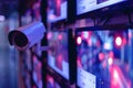 Cuttingedge cybersecurity center monitors tech crimes using advanced CCTV surveillance. Concept