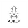 cuttle fish line art minimalist vector logo design