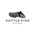 cuttle fish logo vintage minimalist vector illustration design