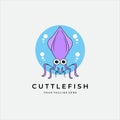 cuttle fish vintage vector logo illustration design