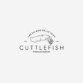 Cuttlefish Restaurant Logo Vector Illustration Design Line Art Fish