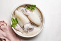 Cuttlefish sepia marine molluscs in a white plate