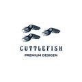 Cuttlefish Vintage Logo Minimalist Icon Illustration Design At Aquarium