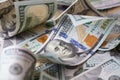cuved U.S. 100 dollar banknotes background Royalty Free Stock Photo