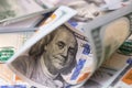 cuved U.S. 100 dollar banknotes background Royalty Free Stock Photo