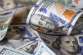 cuved U.S. 100 dollar banknotes background Royalty Free Stock Photo