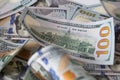 cuved U.S. 100 dollar banknotes background Royalty Free Stock Photo