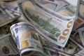 cuved U.S. 100 dollar banknotes background Royalty Free Stock Photo