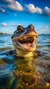 Cuviers Dwarf Caiman laughs sea