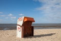 Cuxhaven, beach and hooded beach chair Royalty Free Stock Photo