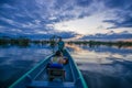 CUYABENO, ECUADOR - NOVEMBER 16, 2016: Unidentified people enjoying the sunset from the river in Cuyabeno National Park