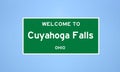 Cuyahoga Falls, Ohio city limit sign. Town sign from the USA