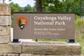 Cuyahoga Valley national park sign at Bost Mills visit center, Ohio