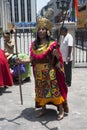 PERU - Man dressed as an Inca warrior in the Peruvian Andes in Cuzco Peru on July 13, 2013. The Inca Empire was the largest