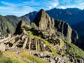 NMachu Picchu, `the lost city of the Incas`, an ancient archaeological site in the Peruvian Andes mountains. Cusco, Peru Royalty Free Stock Photo