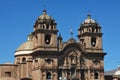 Cuzco, Peru: Panoramic view of the Main the first Christian church to be built in Cusco. The Iglesia de la Compania de Jesus, Royalty Free Stock Photo