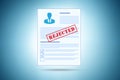 CV application rejection notice in employment concept