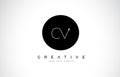 CV C V Logo Design with Black and White Creative Text Letter Vector. Royalty Free Stock Photo