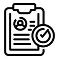 Cv clipboard icon outline vector. Hiring team