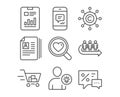 Cv documents, Queue and User idea icons. Shopping cart, Copywriting network and Report document signs. Royalty Free Stock Photo