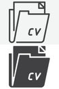 CV folder line and solid vector icon set Royalty Free Stock Photo