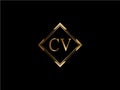 CV Initial diamond shape Gold color later Logo Design