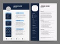 CV layout template. Professional resume mockup with header and footer sections and space for text and images. Vector