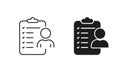 CV Letter Form Pictogram. Employment Paper, Interview Candidate Symbol. Resume Document Line and Silhouette Icon Set
