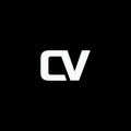 CV logo template icon isolated on black background