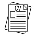 Cv papers icon, outline style