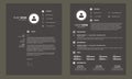 CV Resume with Cover Minimal Design Dark Template Vector