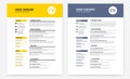 CV / Resume design template form yellow and dark blue -