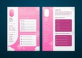 CV or Resume Design Template in Pink Color and Cute and Fun Style