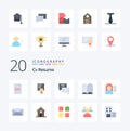 20 Cv Resume Flat Color icon Pack. like education. education. graduation. book. education Royalty Free Stock Photo