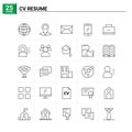 25 CV Resume icon set. vector background Royalty Free Stock Photo