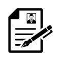 CV writing, job application, resume black icon Royalty Free Stock Photo