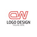 letter cw logo design, monogram logo, outline style design