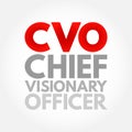 CVO - Chief Visionary Officer is an executive function in a company like CEO or COO, acronym text concept background