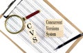 CVS - Concurrent Versions System text on wooden block on chart background Royalty Free Stock Photo