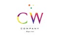 cw c w creative rainbow colors alphabet letter logo icon