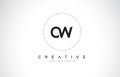 CW C W Logo Design with Black and White Creative Text Letter Vector. Royalty Free Stock Photo