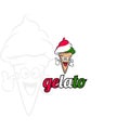 Italian Gelato Ice Cream Mascot Character Logo Design Vector