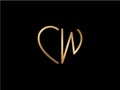 CW initial heart shape Gold colored logo