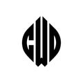 CWD circle letter logo design with circle and ellipse shape. CWD ellipse letters with typographic style. The three initials form a Royalty Free Stock Photo
